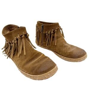 UGG brown fringed Shenandoah booties women's 7 shoes leather moccasin boots